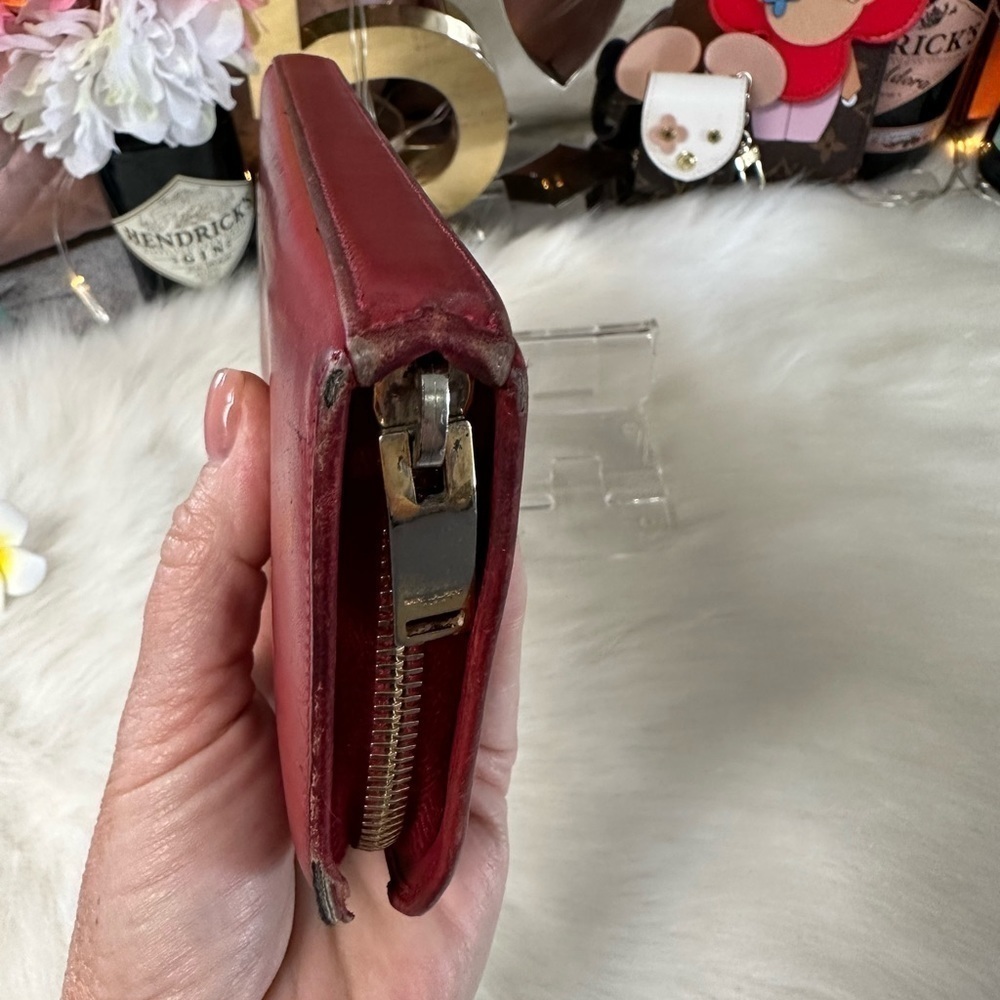 SAINT LAURENT PARIS RED LEATHER ZIP AROUND LONG WALLET YSL ITALIAN DESIGNER - Picture 7 of 16